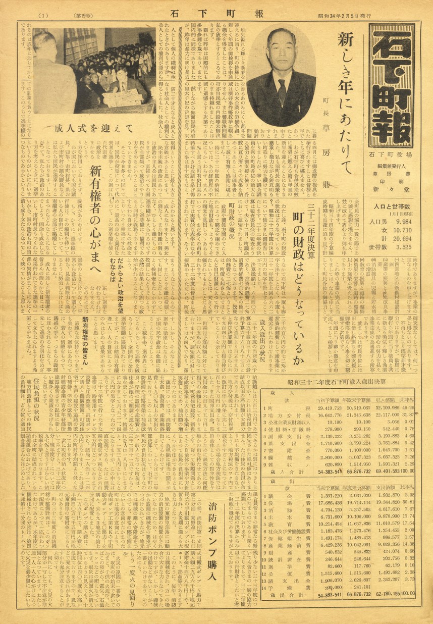 石下町報　1959年2月　第19号の表紙画像