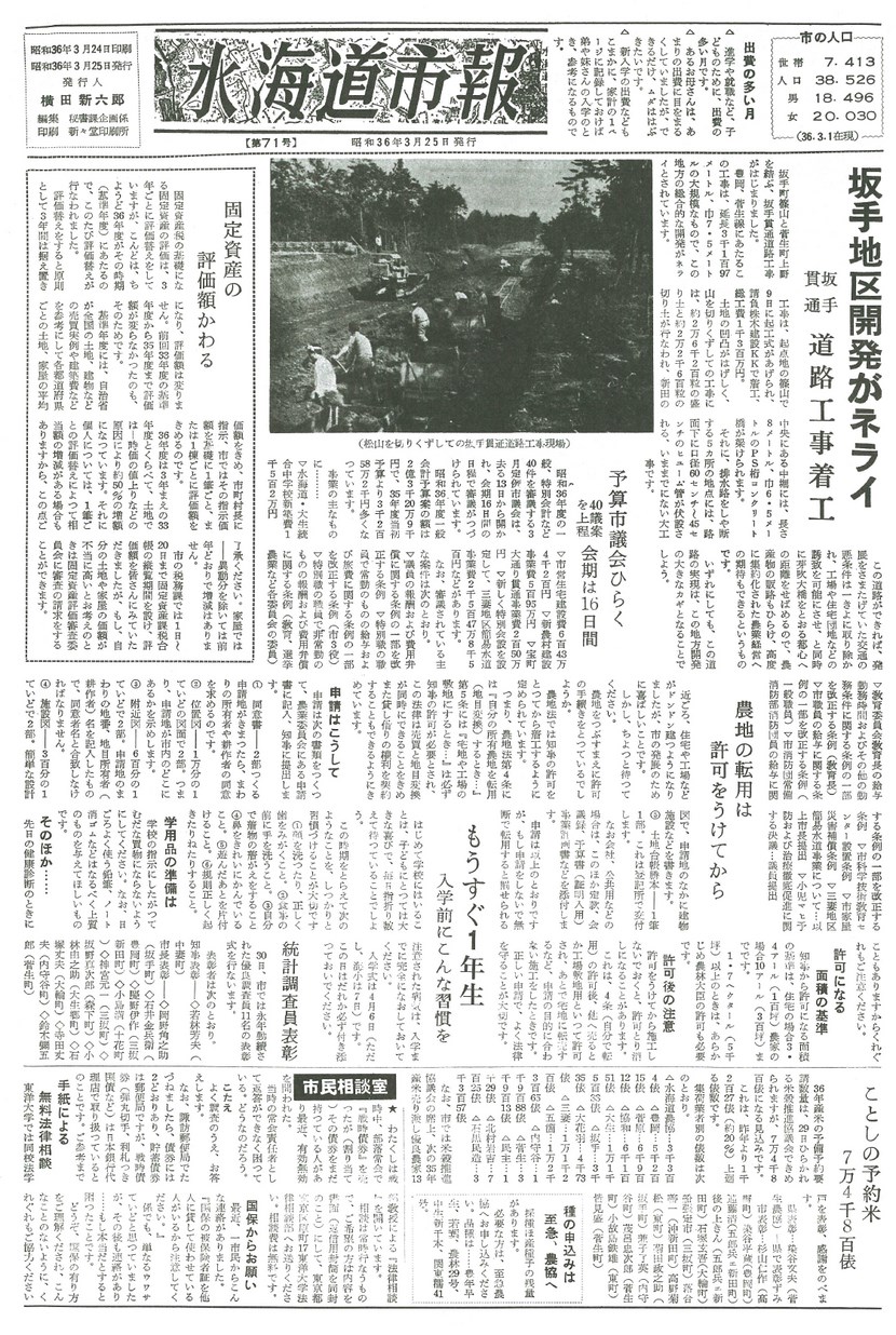 水海道市報　1961年3月　第71号の表紙画像
