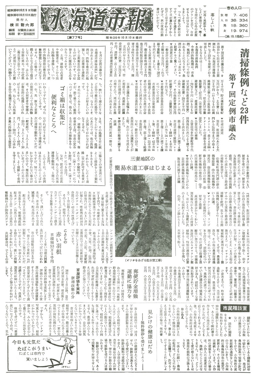 水海道市報　1961年10月　第77号の表紙画像