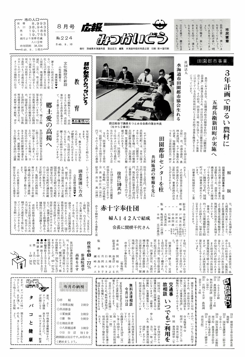 広報みつかいどう　1974年8月　第224号の表紙画像