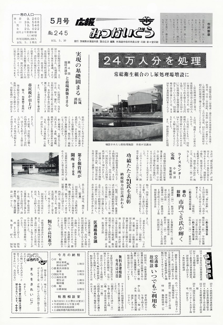 広報みつかいどう　1976年5月　第245号の表紙画像