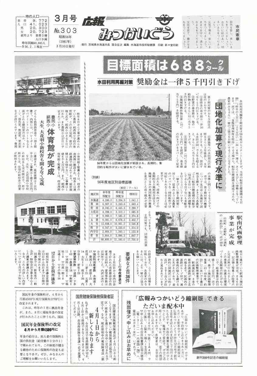 広報みつかいどう　1981年3月　第303号の表紙画像