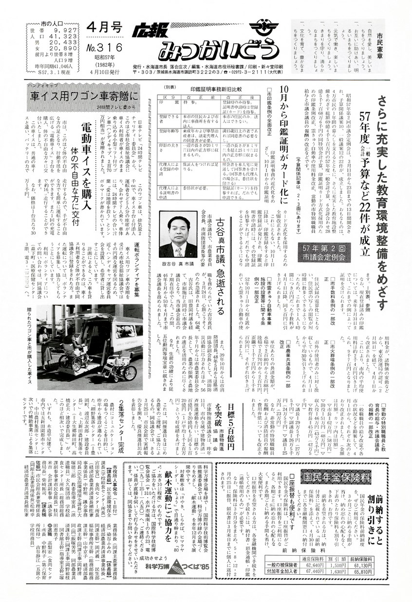 広報みつかいどう　1982年4月　第316号の表紙画像